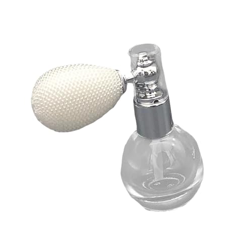 Ｚｉａｌｏｆｉ Pulverizador Botella Rociadora de Fibras Capilares Contenedor de Polvo Atomizador de Perfume de Vidrio Reutilizable con Mango de Silicona Adecuado Par, Blanco
