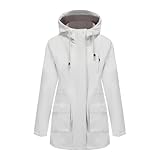 Ynport Crefreak Wasserabweisende Winddichte Damen-Softshelljacke mit Fleecefutter, Verstellbarer Kapuze Leichter Longline Warm Coat für Alltag und Outdoor