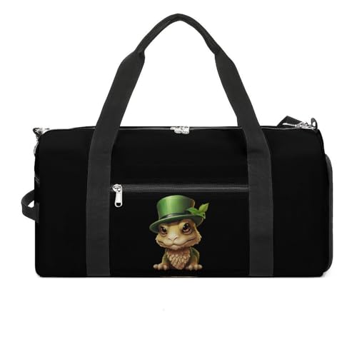 Bearded Dragon in Hat Gym Bag Travel Duffel Bag Sports Tote Bag Workout Bag Weekender Bag for Women Men