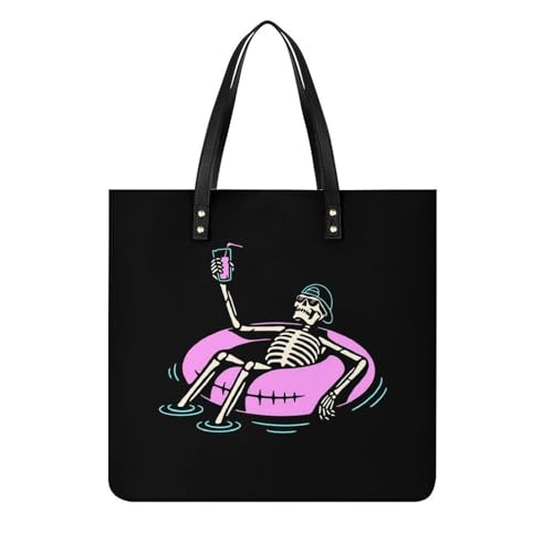 Sac squelette nageant femmes grand tote bag voyage sac à main shopper bandoulière 39x39cm