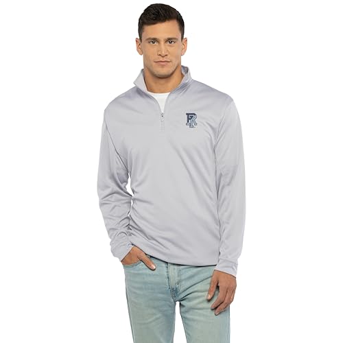 Vantage Apparel Men's Collegiate Micro Mesh Performance Gray 1/4 Zip Pullover, Rhode Island Rams, Large