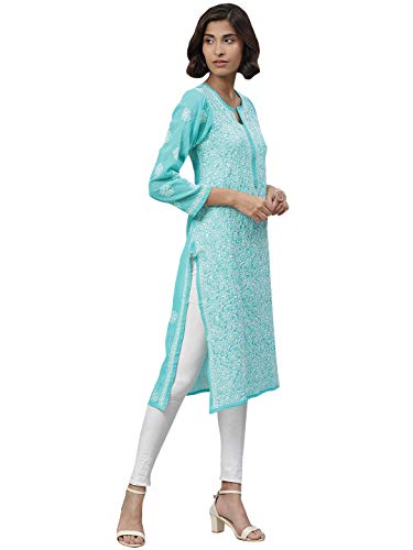 Ada Indian Traditional Chikankari Handmade Georgette Kurta Kurti Tunic For Women A95546 (5Xl, Sea Green) #TOP4