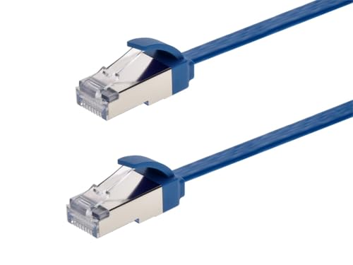 Cable Ethernet Monoprice Cat6A plano 0.5ft azul miniatura 1