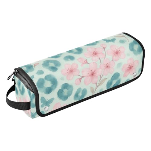 Bolso de viaje para herramientas de cabello, resistente al calor e impermeable, para plancha y rizador, con diseño de flores y mariposas miniatura 1