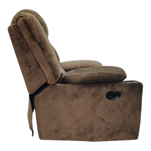 Image of The Couch Cell | Royale Manual Recliner Chair | Light Grey Velvet Breathable Upholstery | Single Seater Comfortable Recliner Sofa for Living Room Bedroom Home Seating