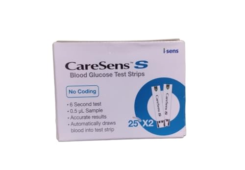 Image of S Blood Glucose Test Strips|Accurate&Easy To Use|50 Count|Compatible With Caresens S Fit Meter.