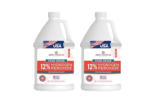 Epic Medical Supply 12% Food Grade Hydrogen Peroxide – Ultra-Concentrated H2O2 Peroxide Cleaner – 1 Gallon Bottle – Bleach Alternative for Household Cleaning, Laundry, Glass & More – Made in USA (2)