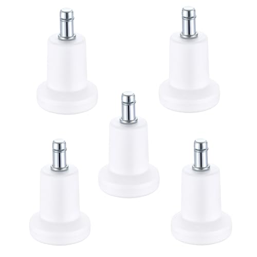 Xidouyuer 5 deslizadores de campana de perfil alto de 2.5 pulgadas, color blanco para reemplazo de alfombras, sillas de oficina o taburete, ruedas giratorias para ruedas fijas estacionarias con