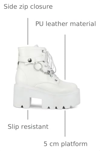 Image of Parisuit Womens Goth Patent Ankle Boots Platform Chunky Combat Boots