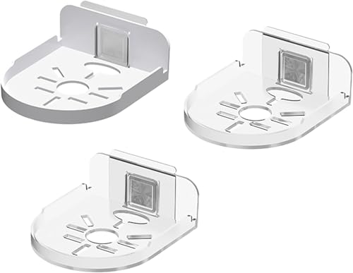 VacosHeart 3PCS Wall Shelves for Security Cameras, Clear & White ABS Floating Shelf with Adhesive and Screw Mount, Universal Holder for Baby Monitors, Smart Speakers, Webcams, Easy to Install No Drill