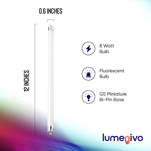 F8T5/CW 8 Watt 12 Inch Fluorescent Light Bulb by Lumenivo T5 8W 4100K