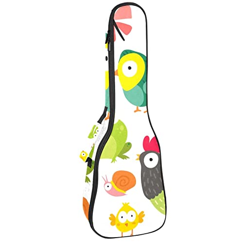 Sac de transport pour ukulélé ténor rembourré avec motif animaux mignons