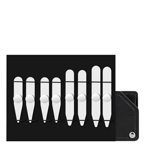 اولفو تقوية الياقات من الستانلس ستيل مع 8 مغناطيسات، حشوات طوق معدنية لقميص القميص، قوة مغناطيسية مطورة مع محفظة جلدية (4 قطع)