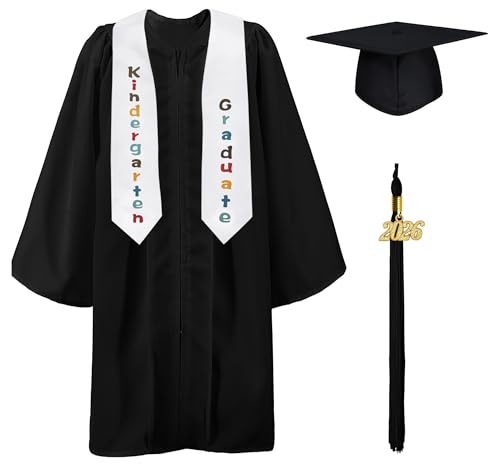 Costume de graduation enfant avec toge diplôme et chapeau préscolaire 9 tons