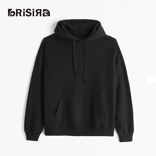 BRISIRA Mens Hoodies Cropped Hoodie Men Warm Winter Fleece Lined Pullover Oversize Baggy Boxy Crop Tops Drop Shoulder2