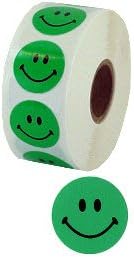 Face Stickers 1" Diameter, Green, Roll of 1000