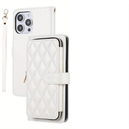 Étui en cuir de qualité supérieure blanc avec rabat pour iPhone 16 Pro
