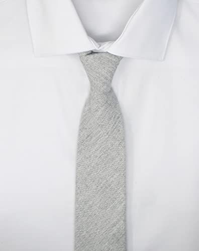 Image of Men's Chambray Cotton Skinny Necktie Tie Textured Distressed Style - 2.5 inch Width