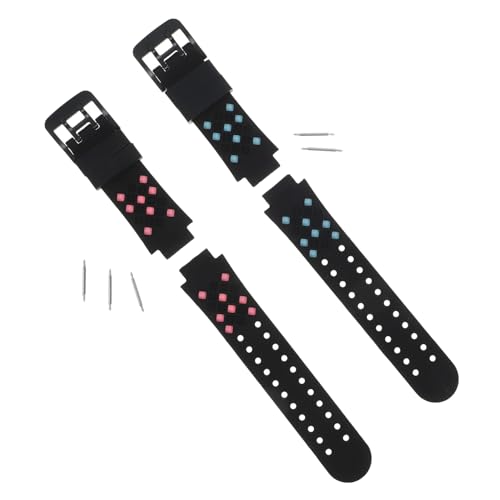 UTHCLO 2 piezas Correa de Silicona para Reloj Infantil Compatible Pulsera Duradera con Liberación Rápida Rosa Negro y Azul Negro