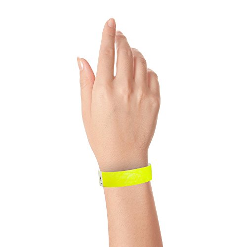 Wristco Neon Yellow Tyvek Wristbands For Events - 500 Count ¾” X 10” - Waterproof Recyclable Comfortable Tear Resistant Paper Bracelets Wrist Bands For Concerts Festivals Admission Party Tours #TOP3