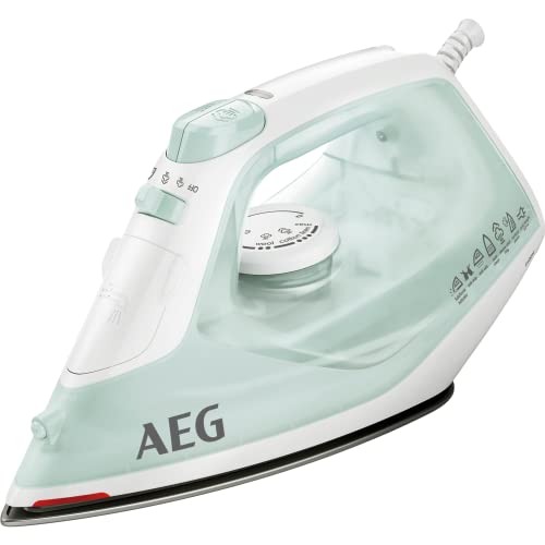 AEG DB1740LG Plancha de Vapor Gran Precisión Golpe de Vapor hasta 110g/min, Vapor Continuo de 0 a 30g/min, Suela Cerámica, Especial Prendas Delicadas, Sistema Antical, Con Vapor: 2400 W,250ml, Verde