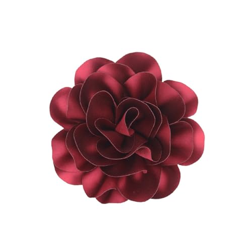 Image of Rose Flower Large Brooch Pin,Vintage Dainty Satin Fabric Camellia Lapel Pins Handmade Big Flower Collar Pins Wedding Party Dance Dress Suit Clothes Accessories Jewelry for Women