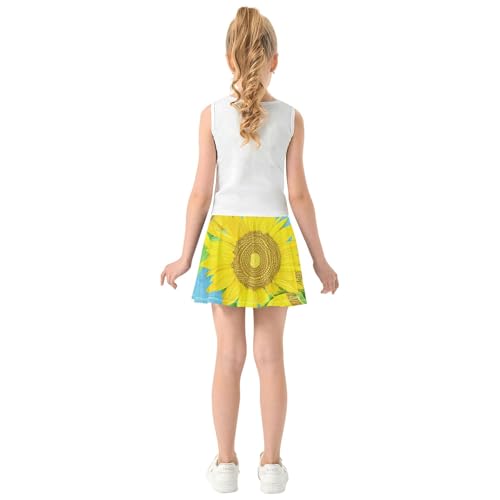 Joisal Athletic Shorts for Girls Skorts Toddler Tennis Skirts Funny Girl Skort Yellow Sunflowers Butterflies Blue 3t4