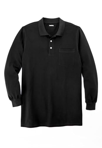 KingSize Men's Big & Tall Longer-Length Long Sleeve Shrink-Less Cotton Polo