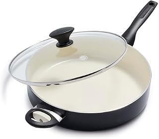 GreenPan, Rio Nieprzywierająca patelnia do smażenia z pokrywką, 30 cm, czarna