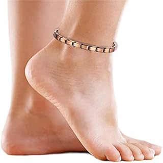 USWEL Copper Ion Magnetic Ankles Bracelets for Women - Pain Relief Arthritis and Ankle Pain Magnetic Therapy Ankles Bracelet for Women with Gift Box & Adjustable Size Tool