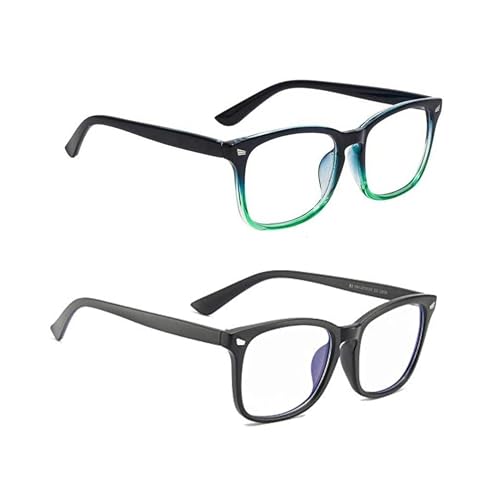 Image of Blue Light Blocking Computer Glasses for Men & Women, Square TR90 Lightweight Eyeglasses Frame, Anti Eye Strain UV Protection, Clear Lens for Gaming Office Reading