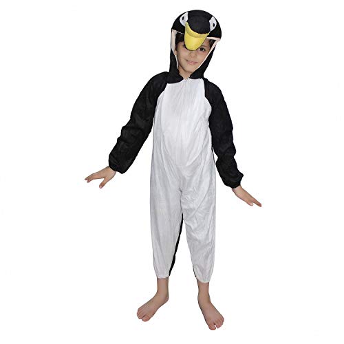 Image of Kaku Fancy Dresses Fleece Penguin Bird Costume For Kids - Black, 7-8 Years | Animal Fancy Dress For Boys & Girls