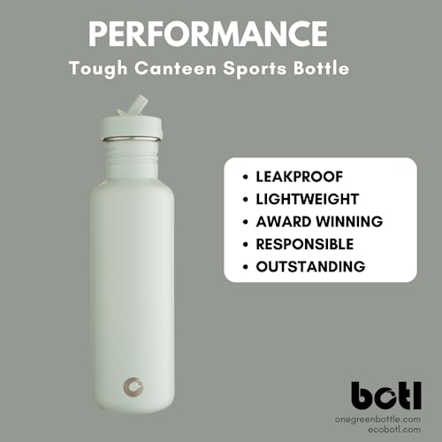onegreenbottle BOTL, Tough Canteen Water Bottle with Leakproof Straw Lid, Stainless Steel Water Bottle, Non-Insulated - Image 2
