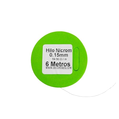 DecoPorex – Hilo de Nicrom 0,15 mm en Bobina (6 m) – Nichrome 80/20 para Corte por Hilo Caliente, CNC, Porexpan, Poliestireno y Espumas – Alta Durabilidad