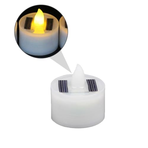 Lámparas de vela LED solares amarillas con efecto parpadeante resistente al agua pack de 6 6