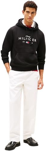 Tommy Hilfiger Felpa con Cappuccio da Uomo Brand Love Big Hilfiger MW0MW41427, Nero, M, Nero (Nero), M - Immagine 3