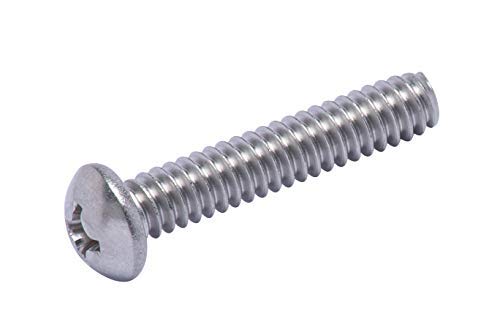 #10-24 X 1" Stainless Phillips Round Head Machine Screw, (100pc), Coarse Thread, 18-8 (304) Stainless Steel, by Bolt Dropper