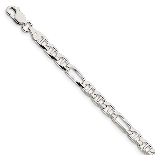 925 Sterling Silver 5.5mm Figaro Link Anchor Chain Anklet Ankle Beach Bracelet 7 Inch : Fine Jewelry For Women Gifts For Her
