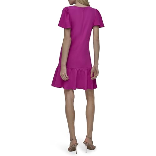 Image of DKNY Women's Flowy Short Sleeve Ruffle Hem Dress