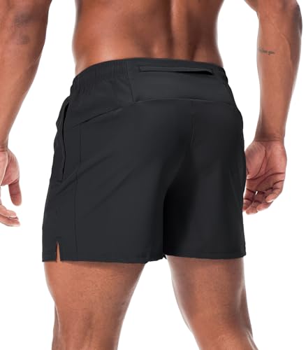 Surenow Men's Workout Running Shorts Quick Dry Gym Shorts Active Lightweight Shorts Athletic Shorts for Men with Zip Pockets3