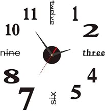 NEGROBLANCO Negro DIY Morden Wall Clock Kit, 3D Adhesive Sticker, Non-Ticking, Frameless, 3D Frameless Wall Clock with Mirror Number Stickers for Home Living Room Bedroom Office Decoration