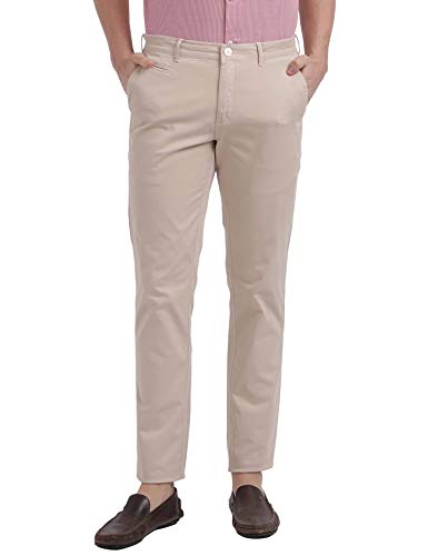 Image of Colorplus Men's Cotton Blend Solid Pattern Contemporary Fit Flat Front Casual Trouser