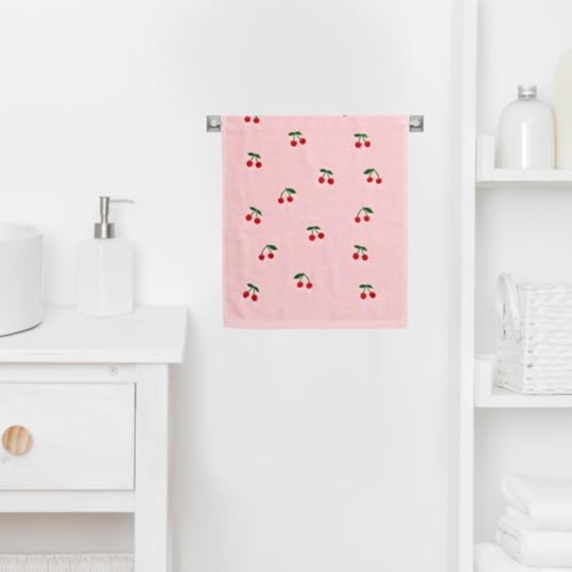 3 Pcs Cherry Hand Towels Embroidered Cotton Set