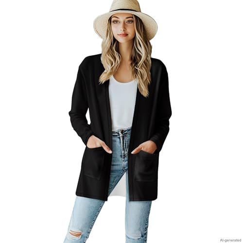 Image of Cardigan Sweaters for Women Long Sleeve Cardigan Soft Drape Open Front Fall Dusters V-Neck Jackets Dressy Loose Coat