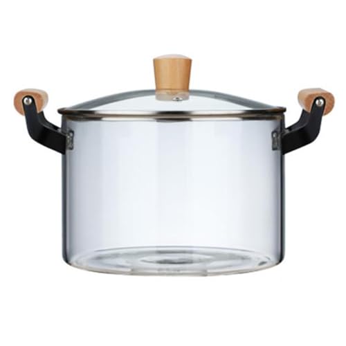 Olla de vidrio de borosilicato con tapa y asa, olla antiadherente para cocinar leche, pasta y alimentos, diseño transparente