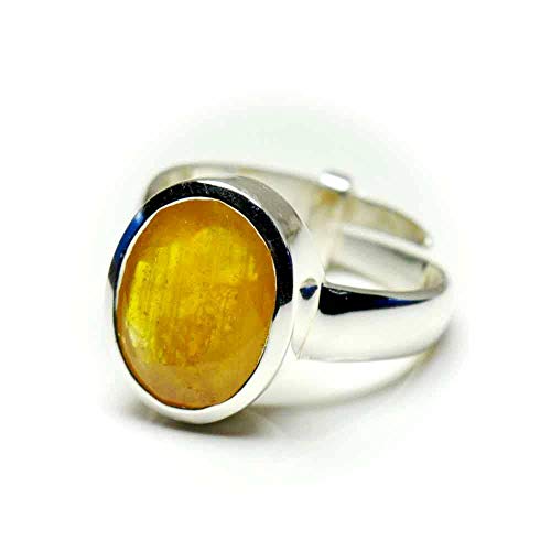 Bague en argent saphir jaune véritable 4 carats anneau réglable bijoux astrologiques