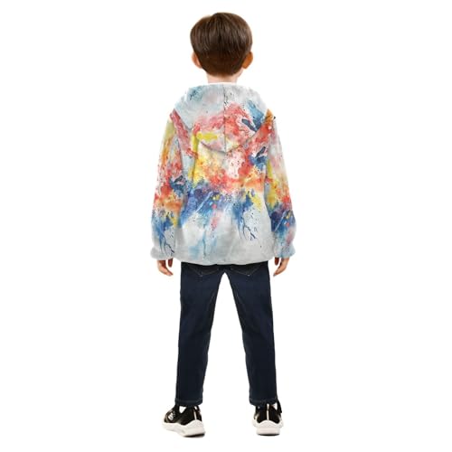 Colorful Watercolor Explosion Girls Fleece Jacket Girls Fall Jacket Girls Zip Up Hoodie Girls Sherpa Jacket 2-10T4