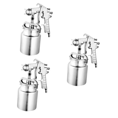 Housoutil 3 Piezas Rociadora Auto Líquido Compresor Pulverizador De Bomba Soplador De Aire Sin Aire Neumático Boquilla Mancha Rociador De Pintura Rociar Silver Aleación De Aluminio