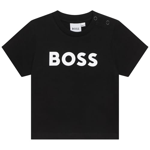 BOSS Camiseta Infantil con Logotipo Grande, Negro, 6 Meses