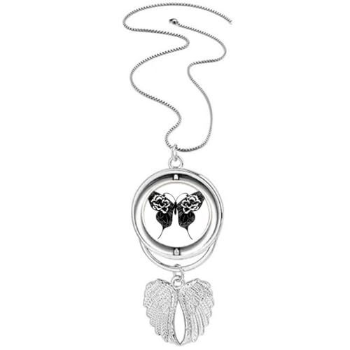 Collier avec pendentif ailes d'ange et rose cadeau anniversaire